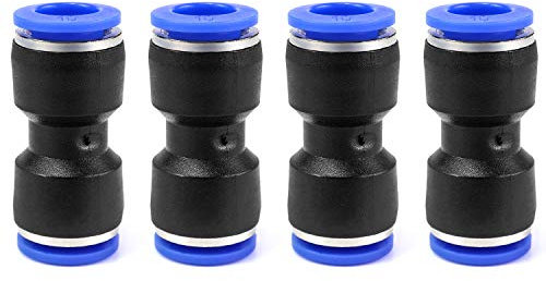 QWORK Raccordi Aria Compressa, Pneumatico Connettore, Raccordi pneumatici a sgancio rapido, Connettori in Plastica, 10mm, 4 pezzi