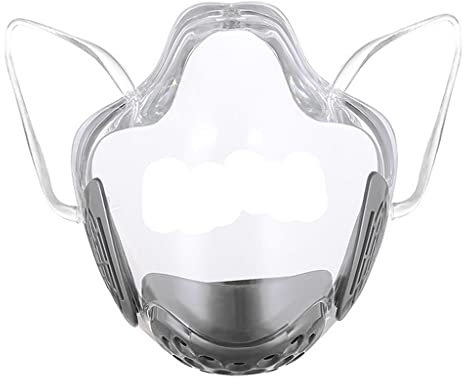 FITYLE Transparent Gesicht Maske Gesicht ​schutz Mund Schild Wiederverwendbare Waschbar Klar Gesicht Abdeckung Maske Anti Nebel Gesicht Schild für Erwachsene Damen Herren - Grau
