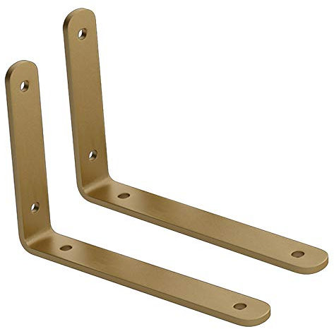 Regalhalter Regalhalterung 2 Stück Regalträger Schwimmende Halterungen Regalwinkel Golden L-Winkel Regal Regalhalterung Heavy Duty 90° Regalhalterungen Wandhalterungen(150mm*100mm)