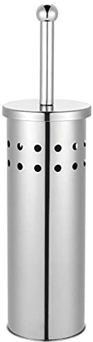 Royal Cuisine Toilet Brush and Holder, Stainless Steel Toilet Bowl Brush, Bathroom Scrubber with Lid Great Toilet Bowl Cleaner (Silver)