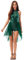 inlzdz Damen Glitzer Pailletten Tanzkleid ärmellos Ballettkleid Rückenfrei Ballettanzug mit Mesh Asymmetrisch Rock Turnanzug Leotard Latein Kleider Type C Grün XXL