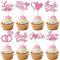 SYKYCTCY 36 Pack Bridal Shower Cupcake Toppers Glitter Diamond Ring, Love I Do Cupcake Picks Miss to Mrs Bridal Shower Wedding Engagement Bachelorette Party Cake Decorations Supplies Pink