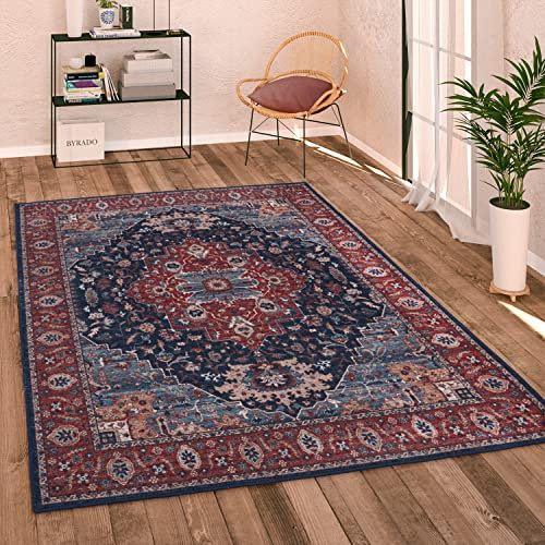 Paco Home Waschbarer Teppich Wohnzimmer Schlafzimmer Vintage Modern Orientalisch Ornament Flachgewebe Bordüre, Grösse:240x340 cm, Farbe:Rot 2