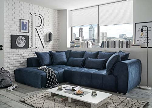 Froschkönig24 Adamo Ecksofa 320 x 197 cm Polstergarnitur Couch Sofa Blau
