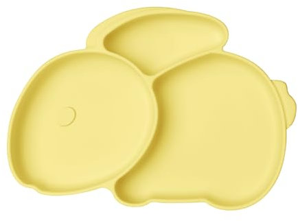 Vicloon Baby Teller Schüssel, Baby Teller Baby Rutschfest für Baby Kleinkinder Kinder, Silikon Babygeschirr Rutschfest mit Saugnäpfen, BPA-Frei, Saugen Abwaschbar für Spülmaschine(Gelbes-Kaninchen)