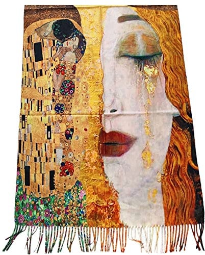 Toocool Unisex Schal Stola Klimt Van Gogh Kandinsky Monet Foulard Kunstgemälde 70x170cm Tuch Berühmte Meisterwerke Tragbare Kunst A001 [Eine Größe, Yhs-031 Freya-Kuss]