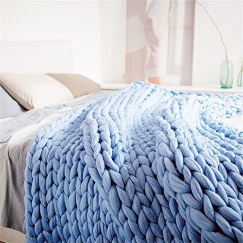 ZOYIEP Grobstrick Decke,Gestrickte Decke Grob Kuscheldecke,Handgefertigt Grobe Strickdecke Sofa Decke Wolle Kuscheldecke Wolldecke Zuhause Dekor Geschenk (Denim blau,60x80cm)