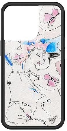 Wildflower Natalie Krim Hülle, kompatibel mit Apple iPhone 13 Pro, künstlerisch, Pferdemädchen, trendig, niedlich, weiß, schützender schwarzer Stoßfänger, 1,2 m Falltest-zertifiziert, kleines