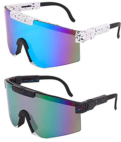 2 Stück Sonnenbrille Fahrradbrille,Herren Damen Sportbrille Fahrradbrille,Schutzbrille Sonnenbrille Anti-Uv für Outdooraktivitäten Wie Radfahren Laufen Klettern Autofahren Angeln Golf Ski im Freien