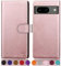 SUANPOT Etui Coque pour Google Pixel 8 5G [RFID Blocage] [Magnétique Protection] Fentes pour Cartes Protection Etui Housse Premium en Cuir PU,Pixel 8 Etui Portefeuille Or Rose