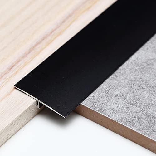 Trimold 3pcs Aluminium Barre décorative en T et barre de transition de plancher pour seuil et barre de séparation biseautée reliant l'espace de plancher de carrelage stratifié (0,9m x 4cm, Noir mat)