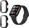 Dabuu Custodia Compatibile con Xiaomi Redmi Watch 3 Active/Redmi Watch 3 Lite, Cover Protettiva Telaio Rigida PC [Con Vetro Temperato] HD Clear Anti-Graffio Protezione Case - Nero [2 Pezzi]