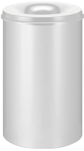 PROREGAL Selbstlöschender Papierkorb & Abfallsammler aus Metall | 110 Liter, HxØ 72x47cm | Hellgrau