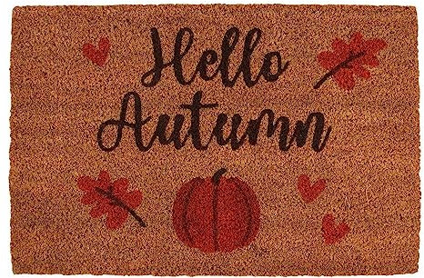 Natural Hello Autumn Fall Pumpkins Leaves Shoe Mat House Home Doormat Gift Funny Door Mat Housewarming Gift Indoor Outdoor Doormat Non-Slip Front Door Mats 40x60cm