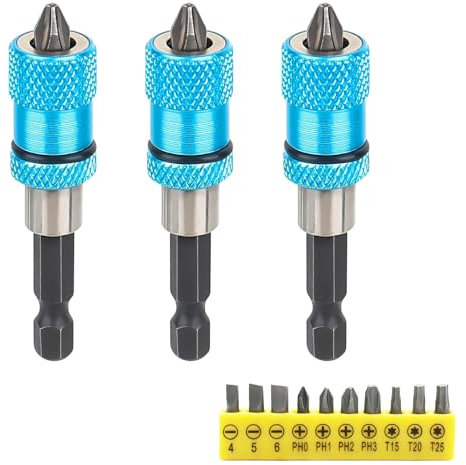 3 Pezzi Inserto per Viti Cartongesso, 1/4 di Pollice Portainserti Magnetico e Set di Cacciaviti Porta Punte da 13 Pezzi