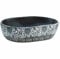 vidaXL Vasque à Poser, Évier de Salle de Bain avec Trou de Vidange, Lavabo avec Motifs Toilette Salle d'eau, Noir et Bleu Ovale 47x33x13 cm Céramique