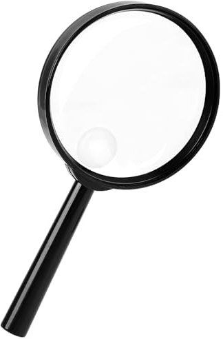 Handleselupe, schwarz, 2,5-Fach, 10-Fach, Lupe, 90 mm, bruchsichere Linse, große Vergrößerungslinse mit rutschfestem Griff, für ältere Kinder, Lesen, Naturerkundung, Beobachtung