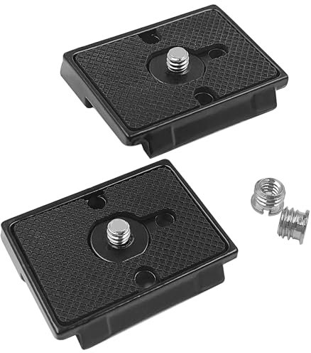 IOUALEY 2 Pack Quick Release Plate, Tripod Quick Release Adapter Compatible 200PL-14 QR Cameras Tripod, Camera Mounting Adapter with 1/4 and 3/8 Screws Ball Head Parts Replacement Adapters