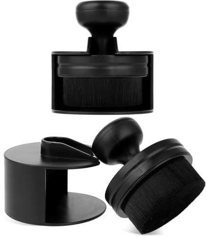Amabro Car Tire Shine Brush, Auto Tyre Cleaning Brush with Stand Cover Soft Tire Shine Applicator High-Density Detailing Brush for Auto Detail Vents Dash Trim Seats Interior Emblems Wheels(Black)