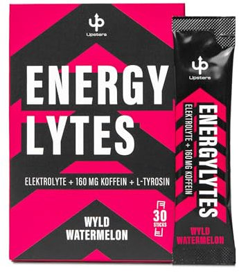 Upsters Energylytes I Elektrolyt Pulver mit 160 mg Koffein I Energy Drink I Konzentration I 30 Portionen zur Hydrierung I Zuckerfrei und mit L-Tyrosin I Für Sport & Party I Wassermelone