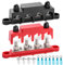 Blocco di Distribuzione dell'alimentazione 12V-48V DC Busbar 250A，Morsettiere Barra Collettrice con 4 x M10 Terminale a Bolts per Auto Camion Barca (Rosso e Nero)