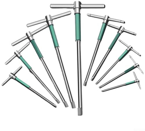10 Pcs T-Bar Socket Wrench,Spanner Set Nut Spinner Hex Socket Rotating Hexagonal Sliding Rod Extension Spanner Tool