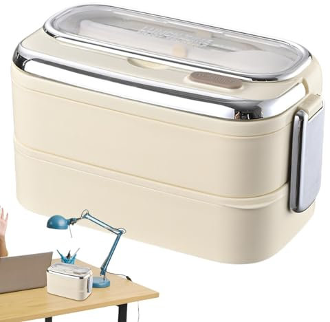 Fiambrera aislada, Fiambrera para ensalada, Fiambrera de doble capa de acero inoxidable con cubiertos, Fiambrera apilable con asa para comer fuera