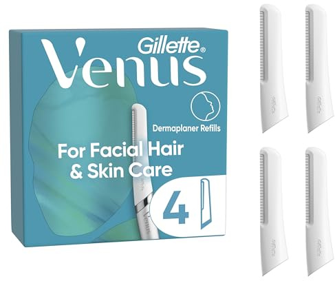 Gillette Venus Dermaplaning Blades for Face, Womens Face Razor Refills x 4 for Facial Hair & Skin, Exfoliating Blades for Dermaplaning Tool