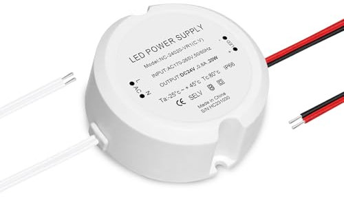 HNCY LED Trafo 24V 20W 0.8A, Mini Ring Netzteil 24V, Trafo 230V auf 24V, AC zu DC Schalt Niedervolttrafo, kein Flimmern, Kein Rauschen, IP66 LED Trafo Konstantspannungs für Lampen G4 MR16