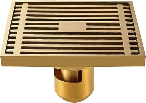4 Ih quadratischer Duschablauf mit Haarsieb, quadratischer Duschbodenablauf aus Messing mit abnehmbarem Gitterrost, Bodenablauf für Küche, Waschraum, Garage und Keller