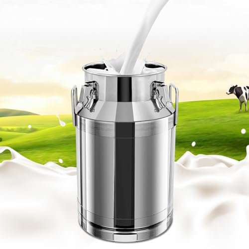 Milchkanne Transportkanne aus Edelstahl, Ölfasstank Milchvorratsbehälter, auslaufsicherer Deckel mit Dichtung und Spannverschluss, Molkerei Milch Kanne zum Transport oder zur Aufbewahrung (40L)