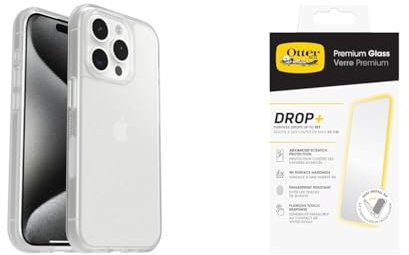 OtterBox Protective Sleek Case Apple iPhone 15 Pro Stardust - clear - ProPack with Premium Tempered Glass Protector
