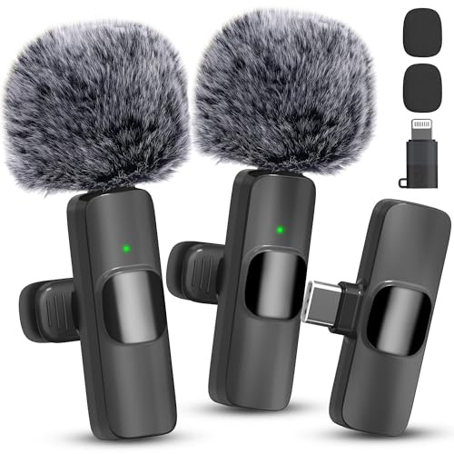 Rzeuml Kabelloses Mini-Mikrofon für iPhone, Android, Rauschunterdrückung, klarer Klang, Lavalier-Mikrofon für Videoaufnahmen, YouTube, TikTok, Vlog