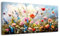 hyidecorart Blauer Himmel und Blumenmeer Wandbilder Wohnzimmer 50x100 cm, Leinwand Bild Buntes Gänseblümchen, Modern Wanddeko Aesthetic Schlafzimmer Badezimmer Büro Zimmer Esszimmer Flur Küche