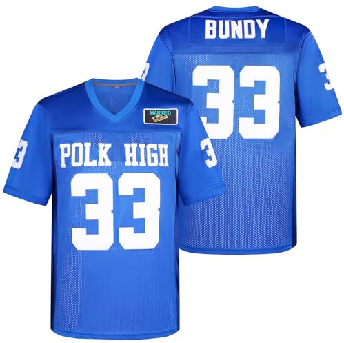 Aimhuo 33 AL Bundy Fußballtrikot, Polk High Movie Fußballtrikots für Herren, Blaue Sporttrikots für Herren, 90er Jahre Hip-Hop-Kleidung, Blau, L