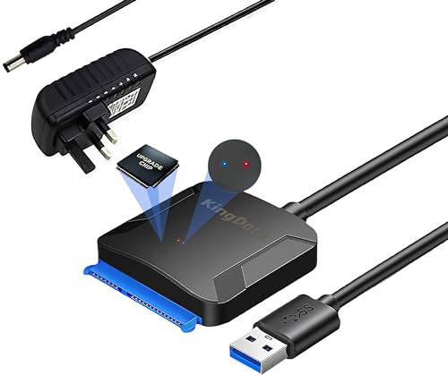 KingData SATA cable, SATA to USB Adapter Converter/Connector SATA III Hard Drive Reader, Compatible with 3.5 and 2.5 Inch HDD SSD, USB SATA Laptop Raspberry Pi 4 Crucial WD Seagate Toshiba 3.5 2.5