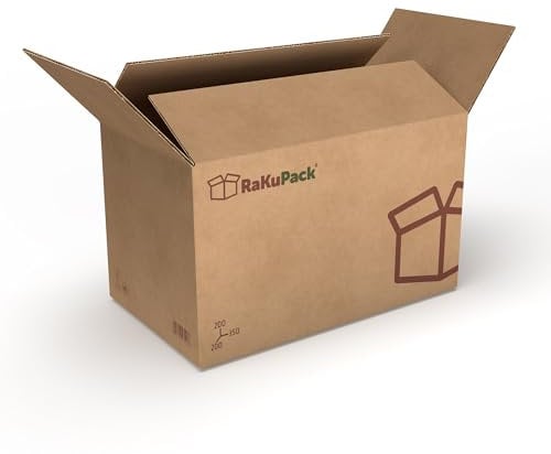 RaKuPack Versandkarton 25 Stück Faltkarton 350x200x200mm Innenmaß (35x20x20cm) Verpackungskarton bedruckt Warensendung Karton braun Faltschachtel Paket Versandschachtel Kartonage verschiedene Größen