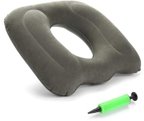 MosQler Cuscino a ciambella per emorroidi, cuscino a ciambella, cuscino per coccige con pompa ad aria, cuscini per emorroidi, cuscino a ciambella per dolore al coccige, cuscino gonfiabile ad anello