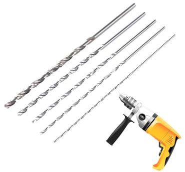 5 Pcs Wood Long Drill Bits,Extra Long HSS Metal Twist Drill Bits Set 200mm High Speed Spiral Steel Bit Multi-Size Straight Shank Set,for Drilling Tool Wood Metal Marble Masonry and Plastic (4-10mm)