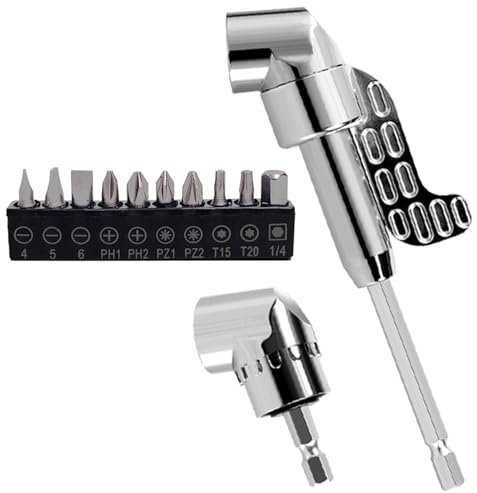 105° Winkelschrauber, Winkelschrauber Aufsatz, Winkelgetriebe Akkuschrauber, 1/4-Zoll Sechskantschaft Winkelgetriebe für Garage, Winkelaufsatz für Akkuschrauber, Winkelgetriebe für Garage Bauarbeiter