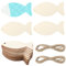 GORGECRAFT 20 Stück Unlackierter Holzfisch 9.9x4.6cm Blanke Holzausschnitte Scheiben Mit Loch Fischförmige Geschenkanhänger Aus Holz Mit 2 Stück 2 m Langen Hanfseilen Für Sommer Strand Nautische Weih