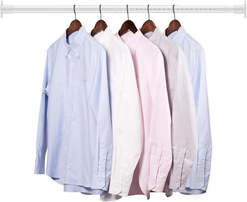 Tringle Vêtements Extensible, 43-139cm Tringle à Vêtements avec Base Ronde Réglable en Acier Inoxydable, Rail pour Suspendre des Cintres et Habillement Dans Penderie, pour Chambre à Couch/Blanc Mat