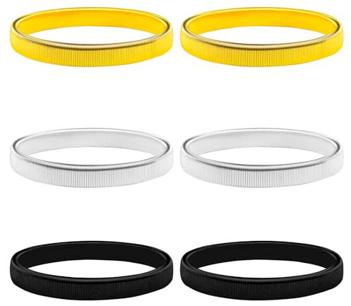 3 Pair Sleeve Garters Shirt Armbands for Clothesarm Sleeve Clips Stretchy Metal Anti-Slip Shirt Sleeves Holder Metal Arm Garters Elastic Cuffs to Hold up Sleeves for Women Men(6, Black Gold Silver)