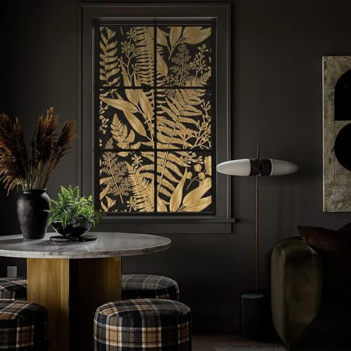 ChicSkin Film occultant pour fenêtre - Non adhésif - Bloque la lumière - Fausse fougère dorée - 43 x 200 cm