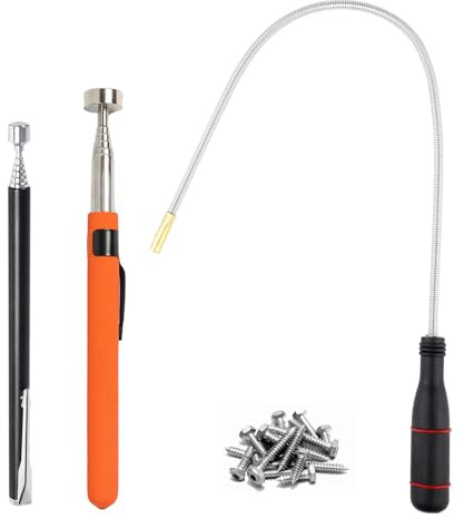 3 Pcs Telescopic Magnetic Pickup Tool,Portable, Has Anti Rust Properties | Extendable Magnetic Pickup Tool with Non-Slip Handle, Flexible Handheld Magnetic with Pocket Clip (1.5LB 2LB 8LB)