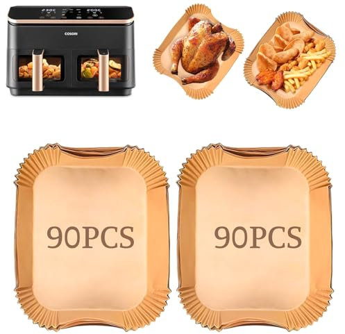 180 Stück Airfryer Backpapier für Cosori 8,5L, Dual Zone und Cookwise 9L, Airfryer Zubehör für COSORI Heißluftfritteuse
