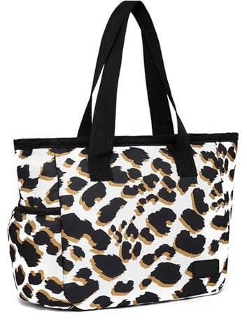 Nanxson Bolsa isotérmica para mujeres Hombres Fiambrera reutilizable Nevera impermeable Tote (7L,A-Leopardo Negro)