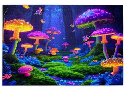 Pilz Puzzle 1000 Teile Erwachsene Traum, Puzzles mit Verpackung Box und Poster, Lustig Stress Abbauen Familien Unterhaltungsspiele für Raumdekoration, Kreative Geschenke für Männer/Frauen 1T-1935