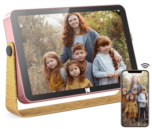 KODAK WiFi Cornice Digitale da 10 pollici, 4000mAh Batteria Integrata, Touchscreen IPS HD Cornice Digitale Foto, 16 GB da Memoria, Sveglia, Condivisione di Foto, Musica e Videos via App, E-mail o USB