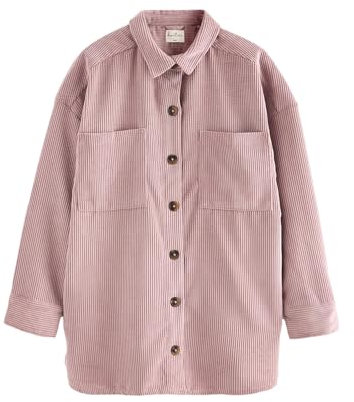 NEXT Damen Cordjacke, Leicht & Oversized, Aus Cordstoff Rosa 46